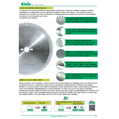 A:INFORMATIONS SUR LES CHOIX DES LAMES DE SCIE
