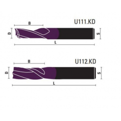 U111-U112 FRAISE HW MONOBLOC Z1-Z2 DLC (Rot Droite Tirant)
