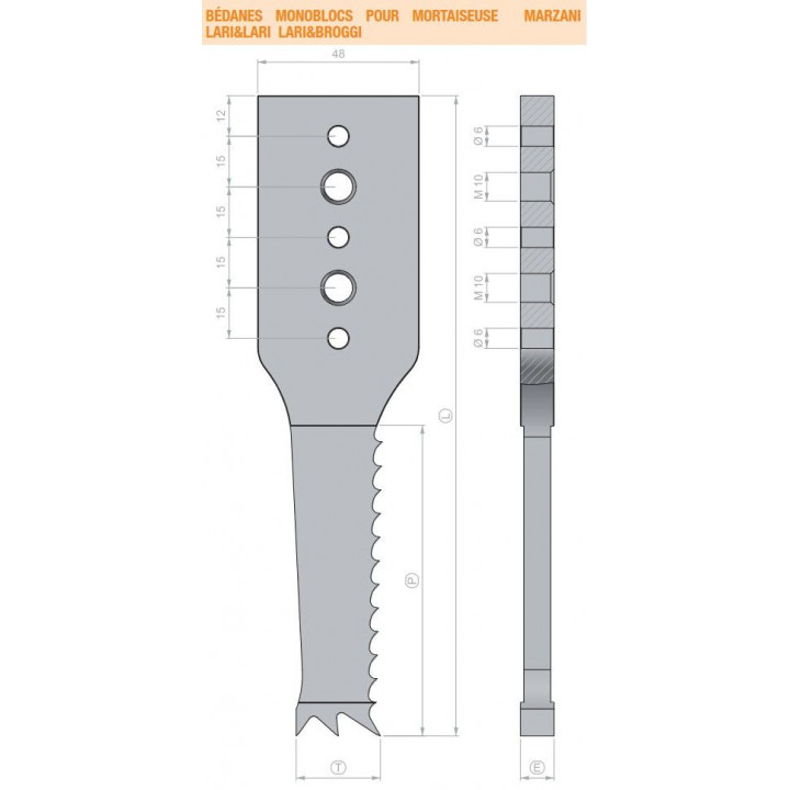 BEDANES MONOBLOCS POUR MORTAISEUSE "MARZANI - LARI..."