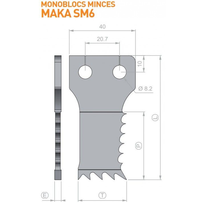 BEDANES MONOBLOCS MINCES POUR "MAKA SM6 "