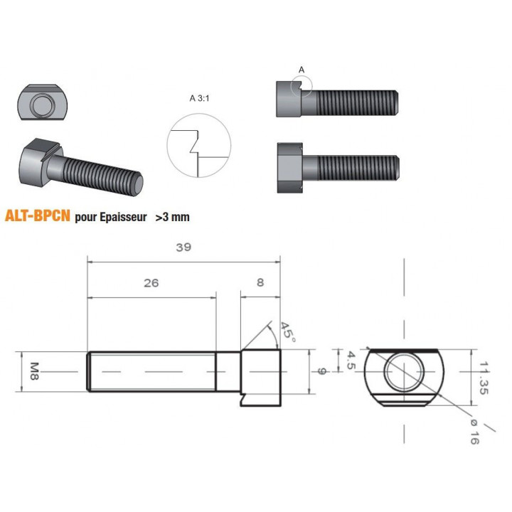 ACCESSOIRES POUR BEDANES "ALTERNAX"