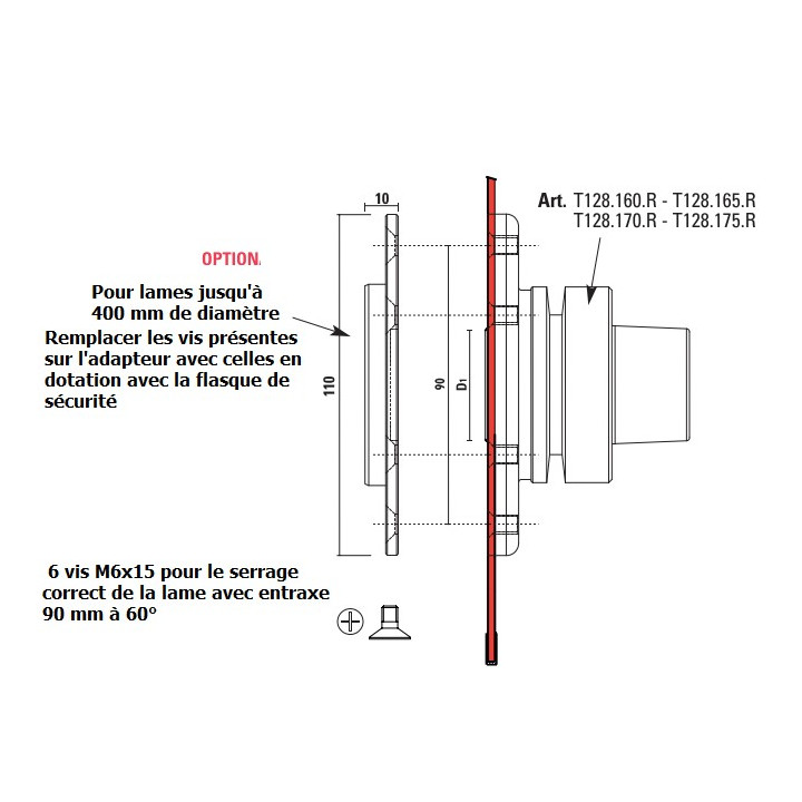 FLASQUE DE SECURITE POUR  ADAPTATEUR LAMES T128